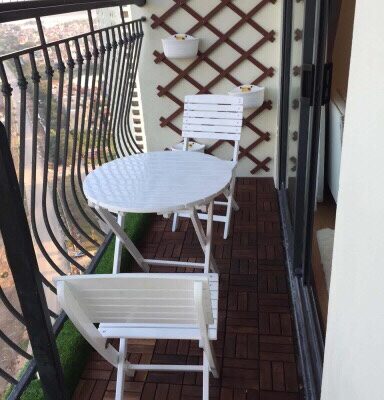 Mẫu bàn ghế gỗ sơn trắng