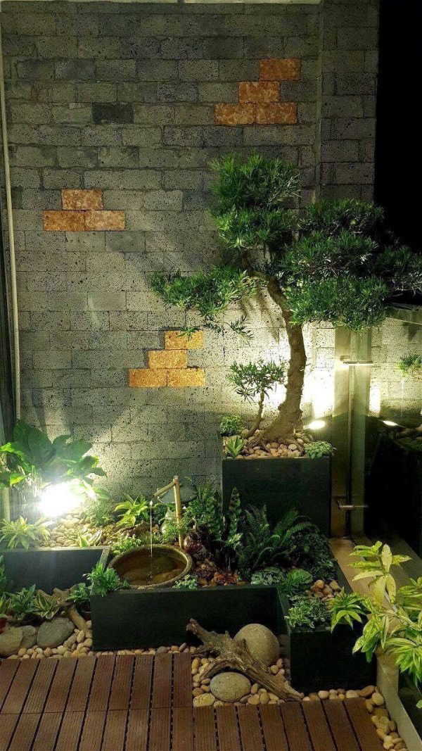 Mẫu trang trí ốp đá tiểu cảnh ban công Mẫu trang trí ốp đá tiểu cảnh ban công