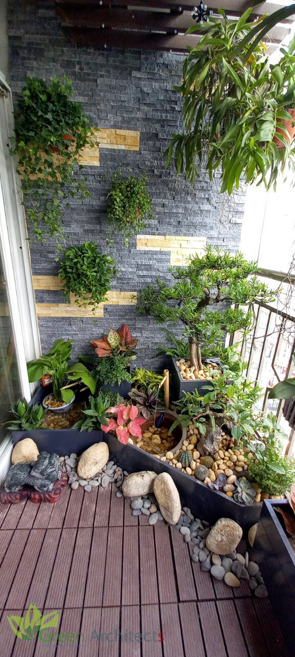 Mẫu trang trí tiểu cảnh ban công Mẫu trang trí tiểu cảnh ban công