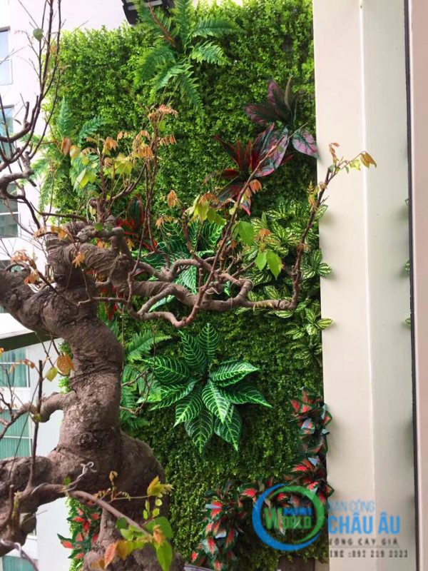 Tường cây giả chung cư