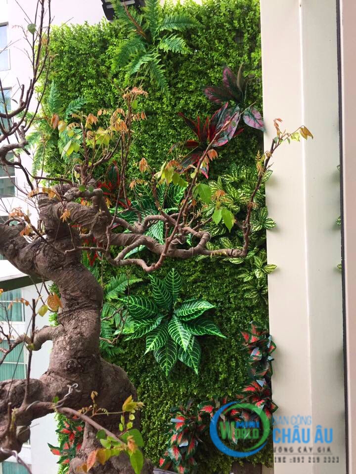 Tường cây giả chung cư Tường cây giả chung cư