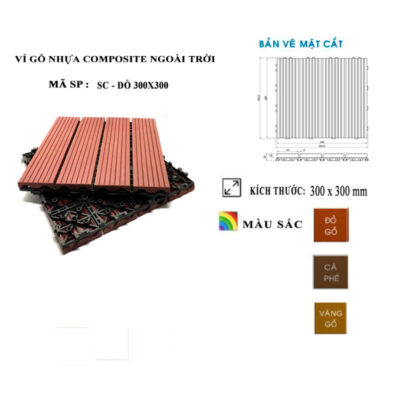 Vỉ sàn nhựa Composite - Đỏ sậm