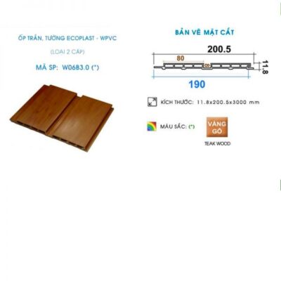 Gỗ nhựa ốp trần, tường Ecoplast W06A ( 2 Sóng to)