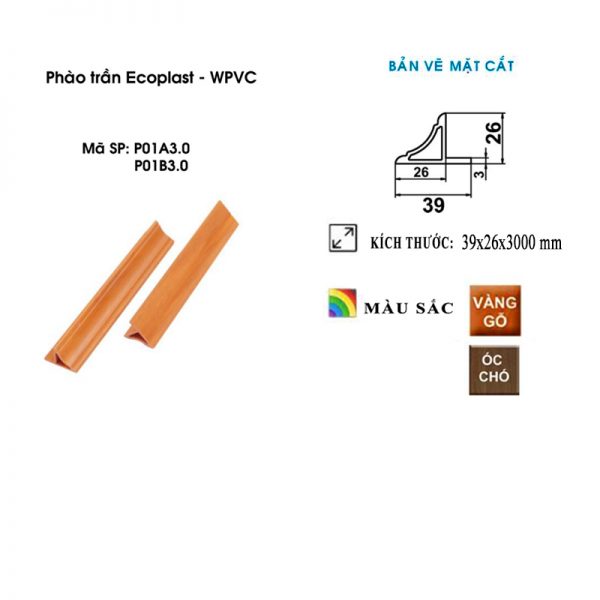 Thanh Nẹp Phào Trần Ecoplast 39 x 26