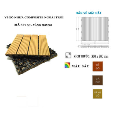 Vỉ sàn nhựa Composite - Vàng gỗ
