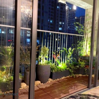 Mẫu chậu cây và sỏi Decor